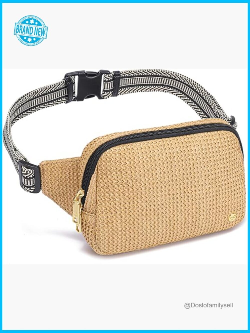 Faux Straw Belt Bag Crossbody Fanny Pack Summer Beach Travel RFID